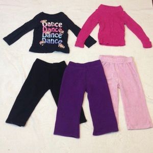 2T Girls Lot ! 2 long sleeve tops and 3 bottoms